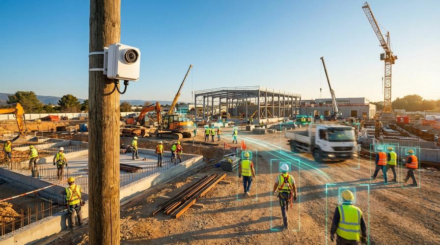 Chantier intelligent avec surveillance IA des EPI
